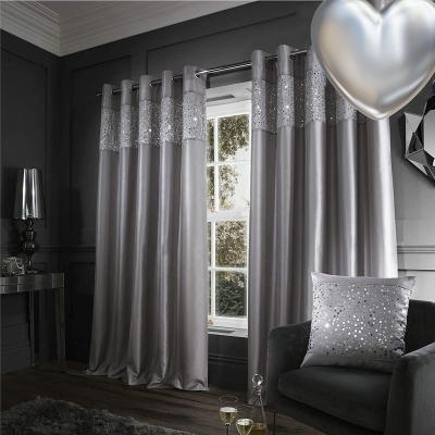 China High Quality Blackout Glitter Eyelet Curtains Shading Curtain Blackout Curtain For Living Room for sale