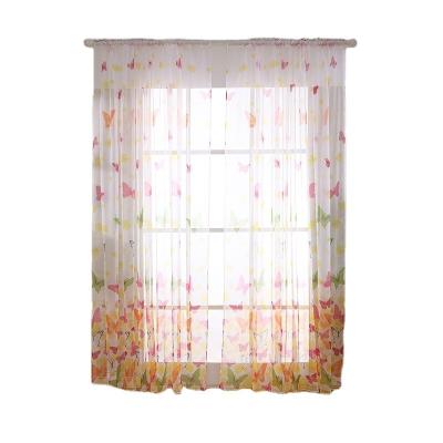 China 100% Sheer Blackout Fancy Burnout Butterfly Window Decoration Polyester Organza Curtain Voile Curtain Fabric for sale