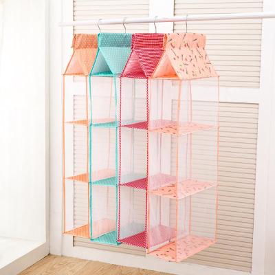 China Colorful Storage Sustainable Home Fabric Over Rod Hanging Organizer Storage Box For Handbags Clothing Hats for sale