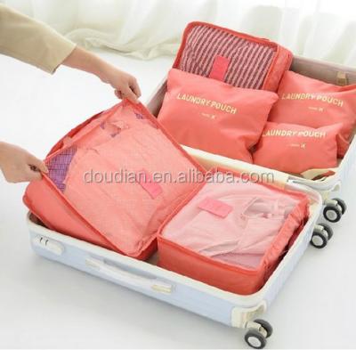 China Durable Waterproof Polyester 6pcs/set Double Zipper Luggage Travel Bags for sale