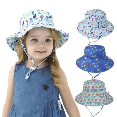 China Bag Wholesale Customized Baby Products Organizer Sun Shade Adjustable Sunshade Bucket Hat Kids UV Wide Brim Baby Hat for sale