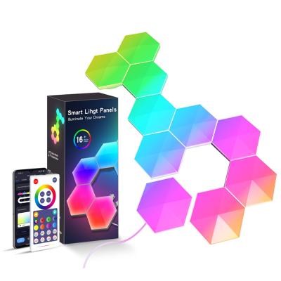 China ROAD RGB modular hexagon atmosphere lamp app-IC Remote Control smart led light panels for interior atmosphere light for sale