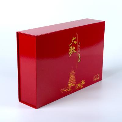 China Custom Chinese red custom logo luxury magnefic cardboard paper gift packing box for sale