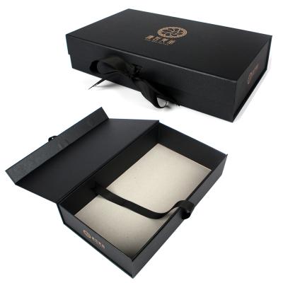 China Recyclable Wholesale Custom Packaging Elegant Black Cosmetic Box For Skin Care Packaging for sale