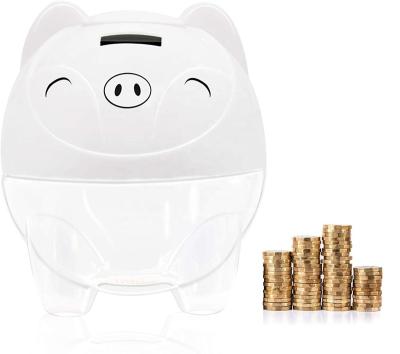 China Custom Gift Amazon Best Selling Large Capacity Transparent Pig Shaped Bank For Counting Money Plastic Coins For Kids Educational Gift for sale