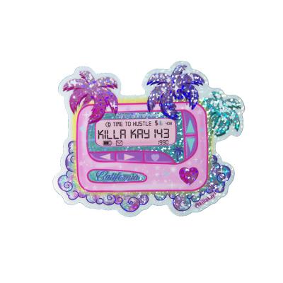 China Custom Printing Holographic Glitter Label Die Cut Holographic Sticker for sale