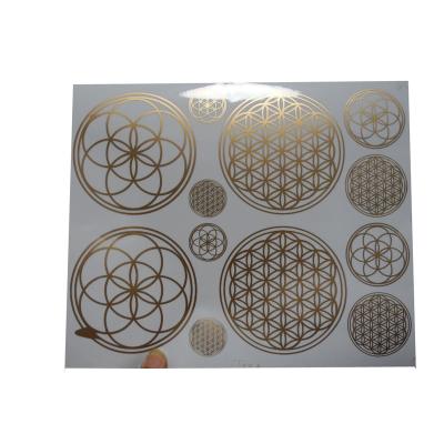 China Water Based Glue/Hot Melt Glue/Removable Glue Silver Flower Sticker, Golden Seed of Life Sticker, Classic Round Sacred Geometry Sticker for sale