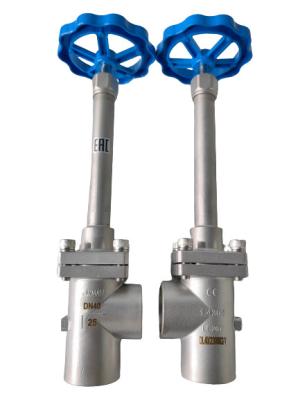 China Stainless Steel DN40 PN25 Long Shaft Angle Cryogenic Globe Valve Manual Operation for sale