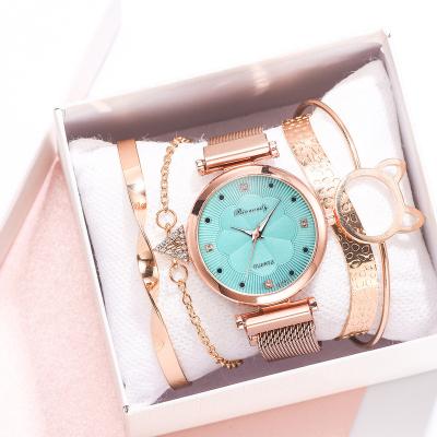 China 2023 Chronograph Watch 5PCS Set Brand Luxury Women Dress Gift Relogio Feminino Quartz Clock Bracelet Ladies Sports Wristwatch Clock for sale