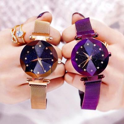 China Wholesale Gift Auto Date Starry Sky Women Watches Lady Unique Girls Watch Elegant Wristwatch Rose Gold Female Casual Quartz Magnet Buckle for sale