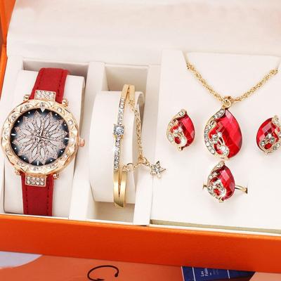 China 2023 Day/Date Creative Wholesale Exquisite Ladies Watch Necklace Bracelet Luxury Gift Set Diamond Quartz Watch for sale