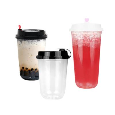 China Cold Single Wall Disposable Plastic Milk Tea Cup Blister Cup Beverage Drinks Cup for sale