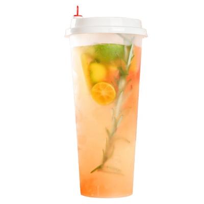 China Disposable Customizable Disposable Plastic Cup With Lid Milk Tea Cup Drinkware Cup With Lid for sale