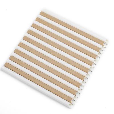 China Viable Stripe Straw Spoon Kraft Drinking Straw New Product Paper 197X12Mm for sale