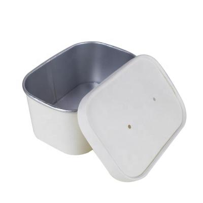 China Recyclable In Stock Rectangular Paper Containers Pla Dome Lid Rectangle Paper Bowl Bibimbap For Take Out for sale