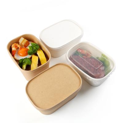 China 500Ml Disposable High Quality Paper Container Kraft Rectangle Rectangle Paper Bowl for sale