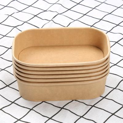 China Recyclable OEM Accepted Disposable Rectangular Paper Containers With Lids Rectangle Paper Bowl Cup 750Ml for sale