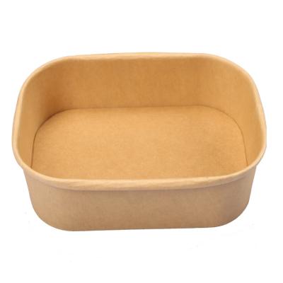 China Recyclable Disposable Rectangular Paper Containers With Lids 1000Ml Rectangle Disposable Paper Bowl for sale