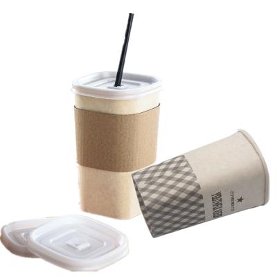 China Square Disposable Recyclable Paper Cups With Logo 16Oz Cups Square Paper Pulp for sale