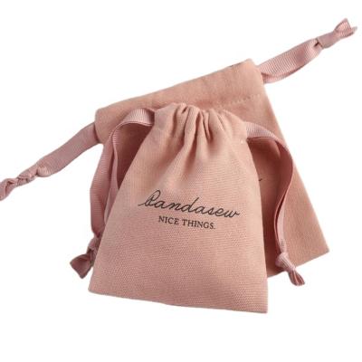 China Cotton Logo Jewelry Gift Packaging Pouch Eco Friendly Canvas Personalized Small Drawstring Bags for sale