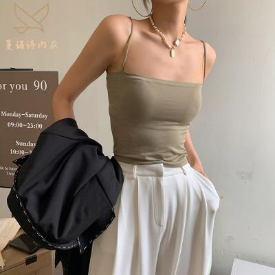 China QUICK DRY cheap one piece solid color chest pad women tank top camisole fashion custom made tank tops ladies plus size for sale