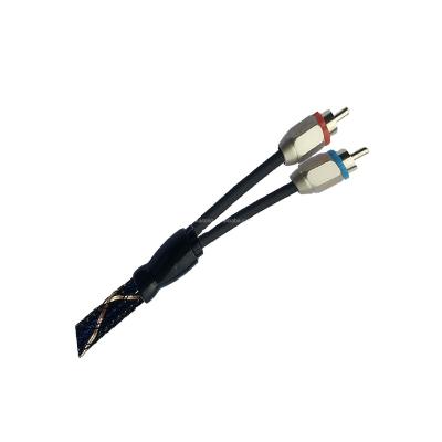 China High End High Fidelity Car 3.5 to 3.5 Copper Shell Plated Nylon Braid RCA Cable 2rca 2RCA to RCA Audio Cable 3.5mm Jack Audio Cables for sale