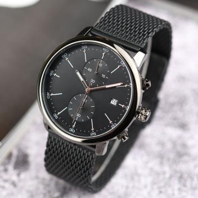 China Automatic Date Business Men Stainless Steel Wrist Band Watch Mesh Strap Classic Quartz 304 3ATM Water Resistant Watches for sale