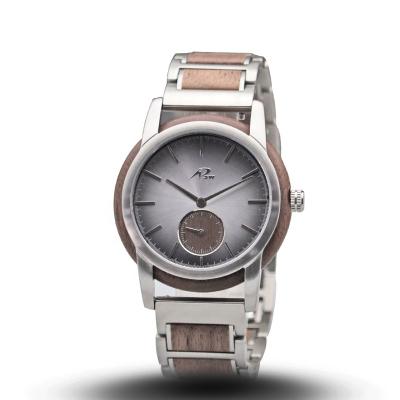 China Stainless Steel And Wooden Quartz Water Resistant Men Miyota Quartz Watches Customized Watch for sale