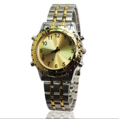 China Alarm Alloy Old Mans Couple Watches For People Blind Custom Quartz Talking Watch for sale