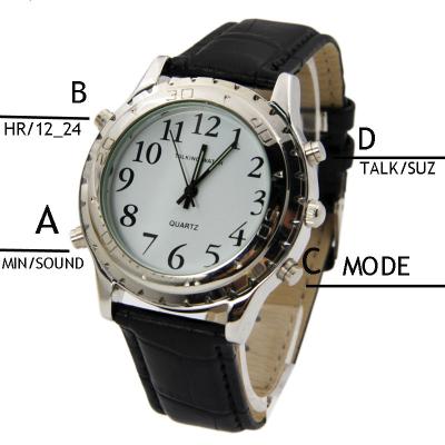 China Custom Made English Speaking Luxury Blind Quartz Alarm Watch Japan Talking Watch for sale