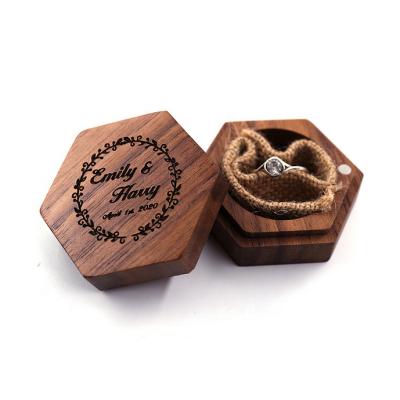 China Ring Packing Luxury Rectangle Wood Ring Box Magnet Cufflinks Jewelry Hexagonal Gift Cufflinks Custom Logo for sale