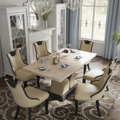 China Cost Effective Home Restaurant Furniture Wooden Dining Table Sets Luxury Rectangle Marble Dining Table Set 6 Seater for sale