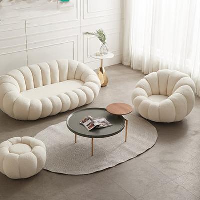 China White Lazy Pumpkin Sofa Modular Couch Sherpa Lambswool Teddy Fur Fabric Shearling Double Seats Sofa for sale