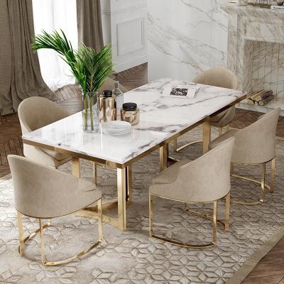 China Comedor Luxurious Luxury Metal Marble Black Table Dining Set With 6 Chairs Oak Wooden Dining Table Set for sale