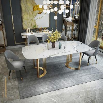 China Modern White Marble Top 120cm Metal Dining Table Legs Gold Frame Iron Dining Table Luxury Set for sale