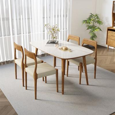 China High quality nordic modern minimalist style agglomerated stone dining table marble rectangular dining table custom ceramic dining table for sale