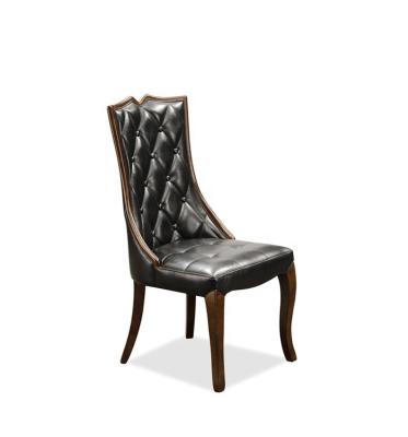 China Modern High Back Antique Chair Leather Wood Chair for sale