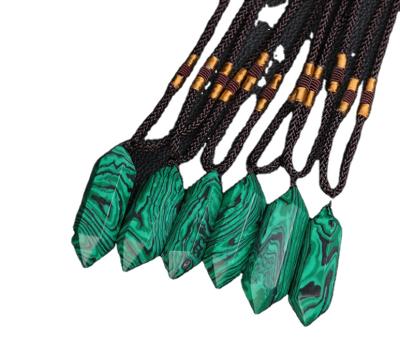 China China Malachite Column Six Pointed Crystal Prism Stone Double Grinding Pendant Necklace Sales Like Hot Cakes for sale