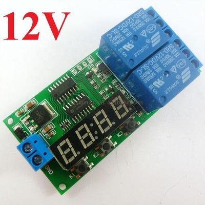 China KC22B02_12V Multifunctional DC 12V 2 CH Delay Timer Module Delay Relay Controller Motor Reverse Cycle Loop Timers Interlock Panel KC22B02 for sale