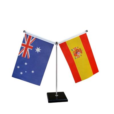 China Wholesale Small Flag Different Country Flag Metal Pole Office Desk Table Desk Flag Exhibition With Metal Stand for sale