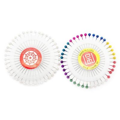 China Dry Cleaning Colored Round Head Straight Pins Sewing Bead Sewing Needle Pin for sale