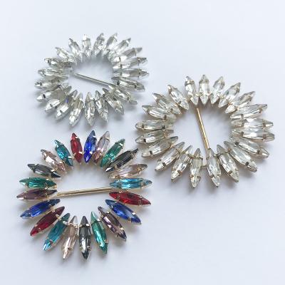 China Metal Buckle Sunflower Make Metal Rhinestone Glass Fancy Belt Buckles With Different Color Like Gold Silver Colors For Dresses Belt Clothes for sale