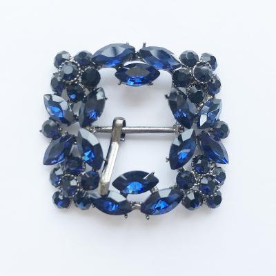 China Small Metal Buckle Light Navy Color Size With Crystal Stone Glass Buckle And Rhinestone Rhinestone Shoe Decoration for sale