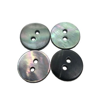 China 2 Holes Sustainable Flat Natural Black Shell Button MOP Pearlescent Buttons for sale