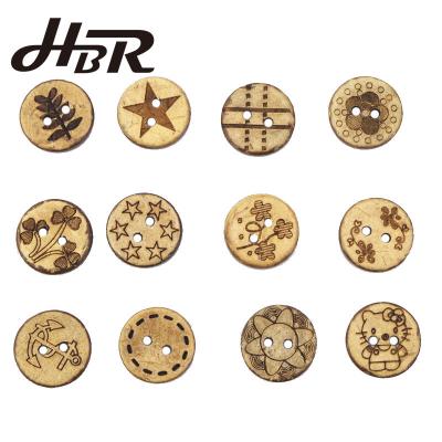 China Sustainable Natural Beige Laser Patterns Holes Coconut Wood Shell Buttons For Shirts Decorations for sale