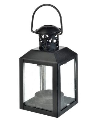 China Mini Clear Pane Hurricane Candle Lantern - Black for sale