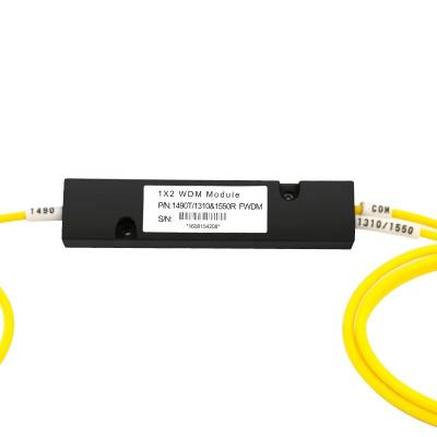 China Telecommunication Fiber Optic Eqiuipment Triband WDM 1490 1310 1550nm FWDM ABS Box With 3.0mm Diameter Fiber for sale