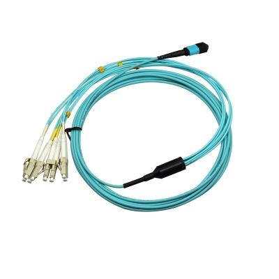 China Ethernet 40Gbs 24 Fiber Multi Mode OM4 OM3 10Gbs 12 MTP MPO To Uniboot LC Breakout Cable Patch Cord For Low 40G Ethernet for sale