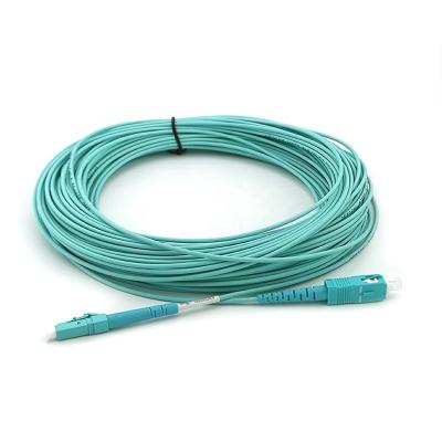 China Telecommunication MM OM3 PVC LSZH 2.0mm Cable Jacket Blue Fiber Optic Patch Cord 30m With Simplex SC LC Connector Plug for sale