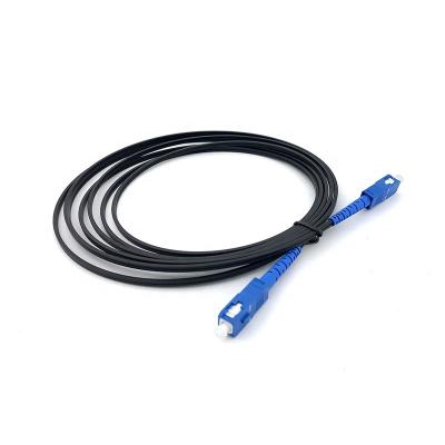 China FTTH FTTH Pre-terminated Simplex Black Drop Cable G657A1 LSZH 2x3.1mm Jacket Fiber Optic Patch Cord With Blue SC Connector for sale